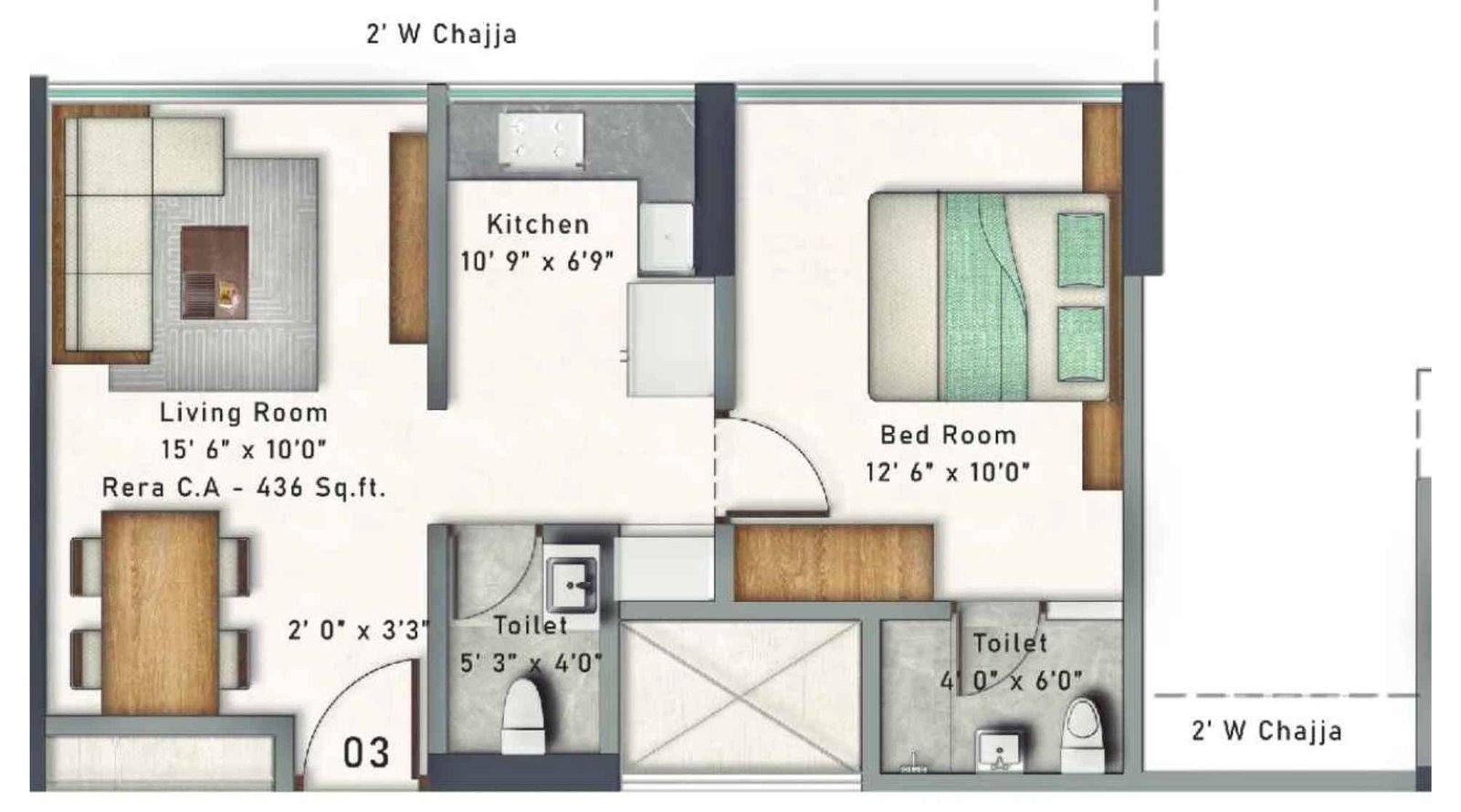 Typical-Floor-Plan-Kuber-Heights-Floor-Plan-1 BHK-441-Sqft